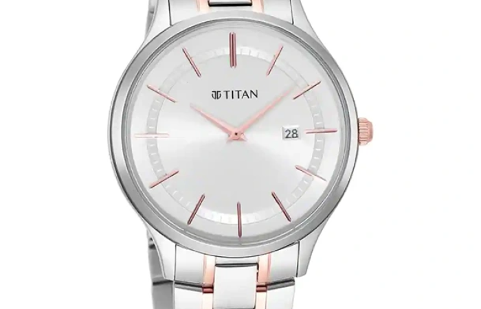 50% Discount on TITAN 90142KM01 Classique Slimline Watch with Silver Dial & Two Toned Stainless Steel...